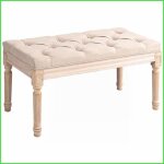 Banquette - homcom - vintage capitonn�es aspect lin beige - multifonctionnelle stable pour couloir &amp ...