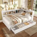 Banquette - lit 140x200 cm blanc avec 2 tiroirs prise et 2 ports usb ? canap� - lit 2 places