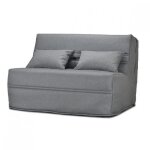 Banquette lit bz 140x200 cm en tissu gris et matelas 15 cm - anatole meubletmoi