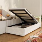 Banquette lit coffre 90x200 pour enfant t�te de lit avec �clairage led rgb cadre de lit simple avec rangement ...