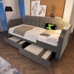 Banquette lit avec tiroir et led - lit 1 place simple capitonn avec sommier et usb - pour ado et adulte ...