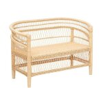 Banquette malevio en rotin & acajou 125x65cm beige - atmosphera createur dinterieur