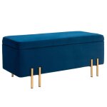 Banquette banquette rembourr�e avec rangement tabouret poitrine tissu m�tal bois de caoutchouc mousse ...