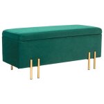 Neuf banquette banquette rembourre avec rangement tabouret poitrine tissu mtal bois de caoutchouc mousse ...
