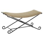 Banquette en rotin noir et marron clair - marque - modle - dimensions 94x49x44 cm