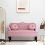 Banquette salon / banc avec coussins rose 1205x65x75 cm velours newneuf8848362