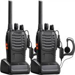 Baofeng talkie walkie rechargeable longue porte 16 canaux pmr avec oreillette et chargeur usb 1 paire ...