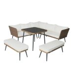 Baracoa - salon de jardin 9 places r�sine tress�e marron et beige