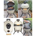 Barbecue cramique kamado thermomtre intgr sur trepieds pour griller cuire et fumer