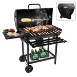 Barbecue charbon de bois avec grille de cuisson avec deux �tag�res gants anti br�luresteeno barbecue ...