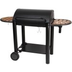 Barbecue charbon de bois vulcano 3000 - somagic - cuve fonte couvercle grille acier chrom - sur chariot ...