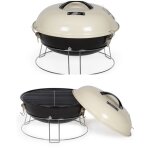 Barbecue � charbon - portable - 34cm - grille chrom�e - acier �maill� - couvercle avec clapet