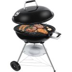 Barbecue charbon - rond - couvercle - roues - portable pour jardin et camping