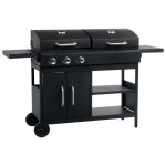 Barbecue combin� gaz et charbon - vidaxl - 3 br�leurs - noir - 159x525x1015 cm - 84 kw - 28660 btu