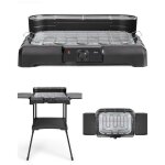 Barbecue electrique 2200w sur pieds ou de table noir et rouge acier et chrome 2200w