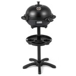 Barbecue lectrique - gymax - sur pied 2 en 1 avec temprature rglable - plaque antiadhsive 2 zones ...