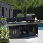 Barbecue au gaz 4 brleurs et plancha desserte et vier - fidgi