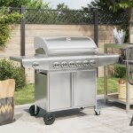 Barbecue à gaz avec 7 brûleurs argent acier inoxydable Barbecue à gaz avec 7 brûleurs argent acier inoxydable