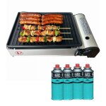 Barbecue  gaz grill 1900w + 4 cartouches de gaz allumage piezo camping cook160