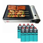 Barbecue  gaz grill 1900w + 8 cartouches de gaz allumage piezo + rcuprateur de graisse camping cook160 ...