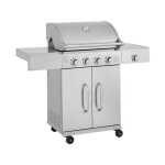 Barbecue gaz en inox avec 5 br�leurs dont 1 lat�ral brazzo - 118 x 57 x 104 cm - gris clair