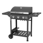 Barbecue  gaz portable kekai leech 1185x575x1045cm 9 kw avec 3 brleurs thermomtre tables latrales ...