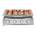 Barbecue  gaz professionnel en acier inoxydable hauteur rglable barbecue  gaz amovible 4 brleurs ...