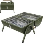 Barbecue portable - sunjas - 2 en 1 avec thermom�tre bbq � charbon inox grill de table pour jardin balcon ...