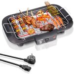 Barbecue de table sans fume de 2000 w grill / plancha et thermostat rglable - revtement antiadhsif ...