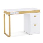 Barberpub bureau avec tiroir pour nail studio casse - toi sans miroir en or blanc table � ongles en bois ...