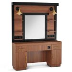 Barberpub coiffeur avec 2 tiroirs coiffeuse avec miroir poste de commande avec 4 �tag�res & 2 armoires ...