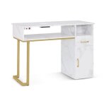 Barberpub table de manucure avec tiroir & armoire table de manucure avec aspiration 3 prises 2 sacs daspirateu ...