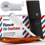 Barbershop rasoir barbe homme - rasoir coupe choux barbe + 25 lames de rasoir + pochette de transport ...