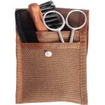 Barbier set entretien barbe et moustache ciseaux + brosse + peigne + tui en tissu fabrication franaise ...