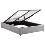 Barcelona lit coffre adulte classique - tissu gris - sommier inclus - l 180 x l 200 cm