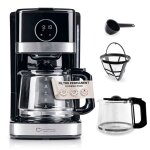 Barista machine  caf cran led 900w noir / argent avec verseuse isotherme capacit de 15l timer