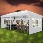 Barnum pliant 3x6 imperm�able tonnelle de jardin exterieur avec 6 parois lat�rales blanc