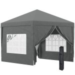 Barnum pop - up - outsunny - 3 x 3 m - 4 parois amovibles + sac de transport - gris