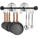 Barre de cuisine industrielle 80 cm porte casserole mural cuisine support de pot en fer avec 14 crochets ...