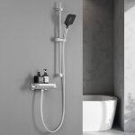 Barre de douche chrome avec mitigeur thermostatique et 3 modes douchette � main