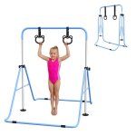 Barre de gymnastique homcom pour enfants barre horizontale pliable � hauteur r�glable avec anneaux de ...