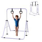 Barre de gymnastique homcom pour enfants barre horizontale pliable � hauteur r�glable avec anneaux de ...