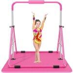 Barre de gymnastique safly fun avec tapis - 39x59cm - 5 hauteurs adjustement - rose