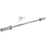 Barre olympique droite thunder� 220?cm 50?mm acier chrom� pro 600?kg max avec colliers de serrage musculation ...