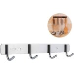 Barre de suspension en acier inoxydable avec 4 crochets barre à crochets pour aide de cuisine autocollante ... Barre de suspension en acier inoxydable avec 4 crochets barre à crochets pour aide de cuisine autocollante ...