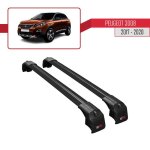 Barres de toit ace - 2 railing porte - bagages de voiture pour peugeot 3008 2017 - 2020 - noir