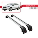 Pour skoda enyaq 2021 - 2025 barres de toit ace - 2 railing porte - bagages de voiture / gris Pour skoda enyaq 2021 - 2025 barres de toit ace - 2 railing porte - bagages de voiture / gris