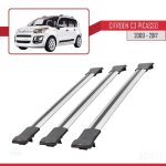 Barres de toit - fly - citroen c3 picasso 2009 - 2017 - 3 barres - aluminium - gris