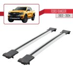 Barres de toit pour ford ranger (p703) 2022 - 2024 fly model railing porte - bagages de voiture gris ...