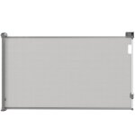 Barri�re pour chien - pawhut - r�tractable largeur 149 cm - verrouillage automatique - gris